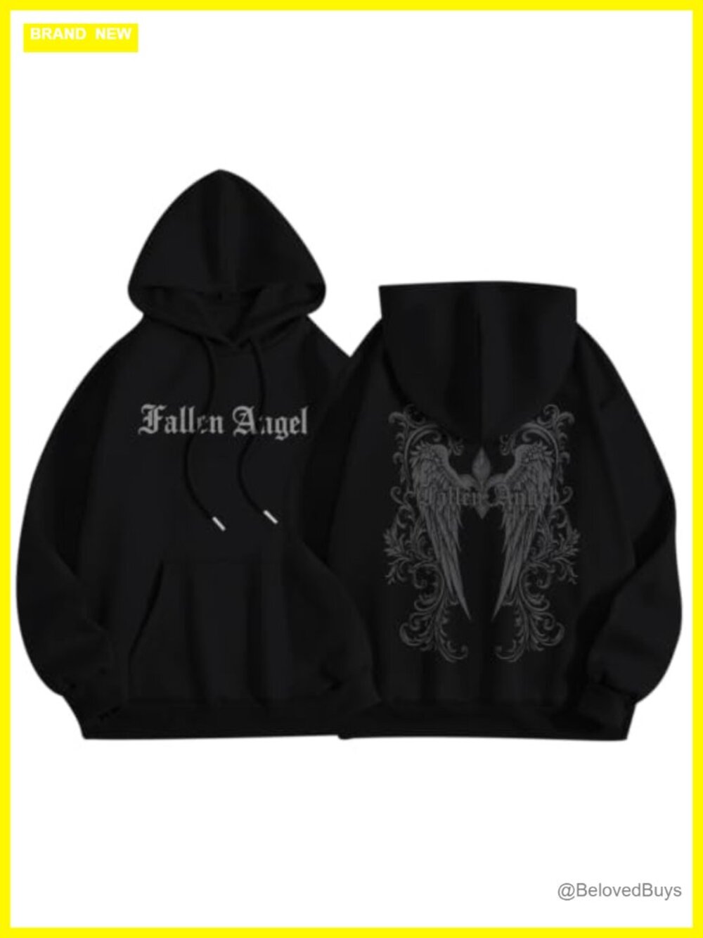 Angel Wing Graphic Hoodie Women's Y2K Grunge Gothic Sweatshirt